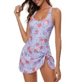 One Piece Swimdress Swimsuits For Women With Skirt Tummy Control Swim Dresses Bathing Suit Swimwear (Option: XL)