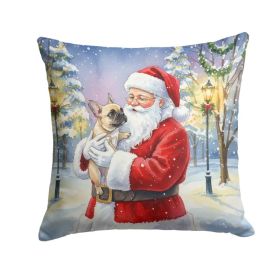 French Bulldog with Santa Claus Throw Pillow Decorative Indoor Outdoor Accent Cushion for Couch, Bed or Patio, 14Hx14W (Option: default)