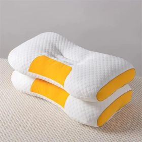 2pcs Knitted SPA Massage Neck Pillow, Cervical Orthopedic Neck Pillow, Soft, Adjustable Ergonomic Contour Support Pillow, Pillow Core, Removable (Option: Yellow)