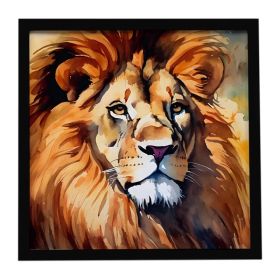 Lion Framed Metal Print Bathroom, Kitchen, Office, Home Decor Wall Art Ready to Hang, Square, 8X8 (Option: default)