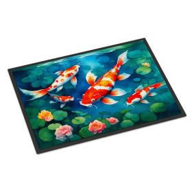 Koi Fish Doormat Front Door Mat Indoor Outdoor Rugs for Entryway, Non Slip Washable Low Pile, 24H X 36W (Option: default)
