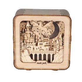 3D Wooden Puzzles Pegasus Castle Model Kits Night Lights Desk Decorations Birthday Christmas Gifts For Women (Option: 50246357)