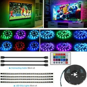 4x50CM USB 5V RGB LED Strip  Background Light  Remote Kit For TV Computer Lamp (Option: W11832618)