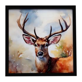Deer Framed Metal Print Bathroom, Kitchen, Office, Home Decor Wall Art Ready to Hang, Square, 8X8 (Option: default)