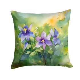 Colorado Rocky Mountain Columbine in Watercolor Throw Pillow Machine Washable, Indoor Outdoor Decorative Pillow for Couch, Bed or Patio, 18Hx18W (Option: default)