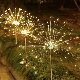 120 LED Solar Fireworks Lights, Starburst Fairy Lights with 8 Lighting Modes, IP4X, Solar Powered Pathway Lights for Patio, Yard, Christmas Holid (Option: Warm Color)